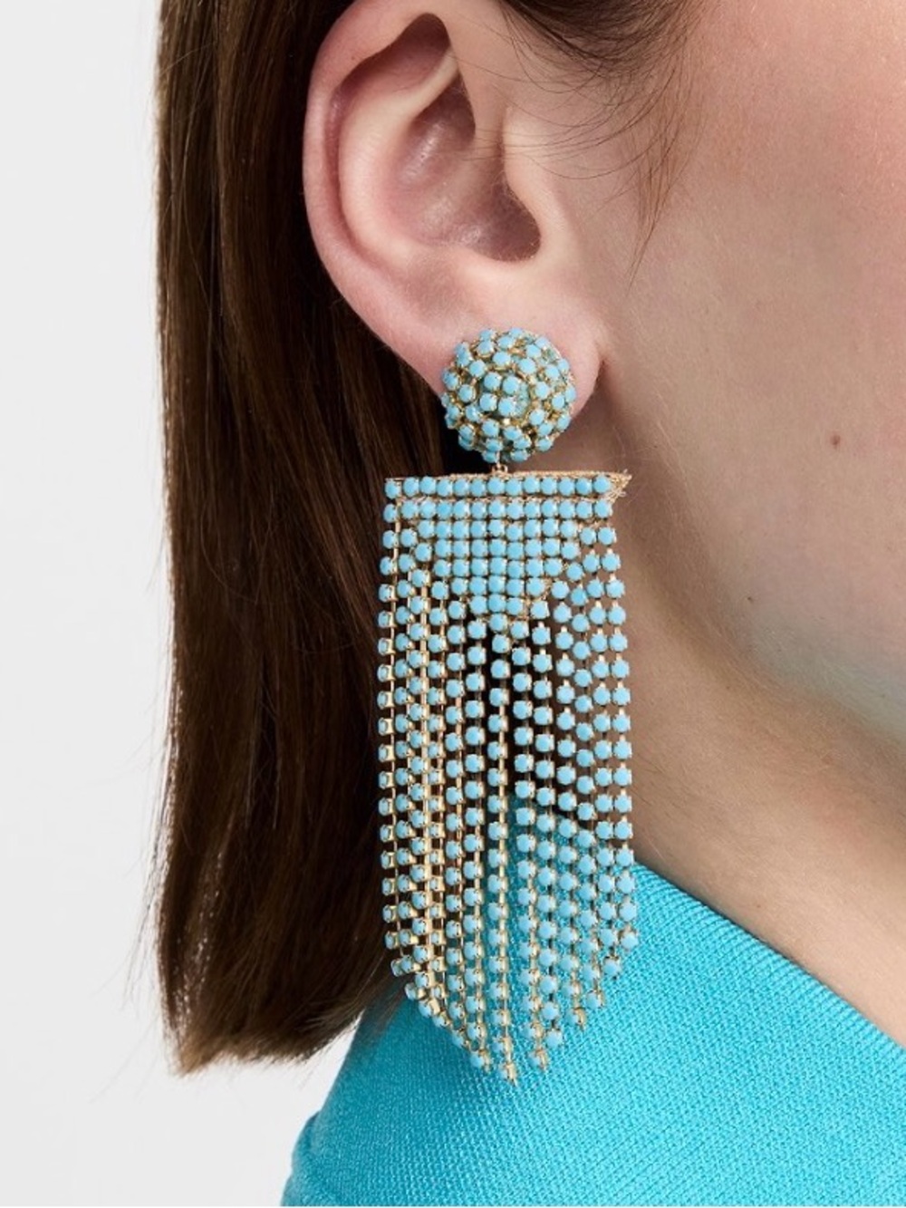Deepa Gurnani Crystal Fringe Drop Earrings